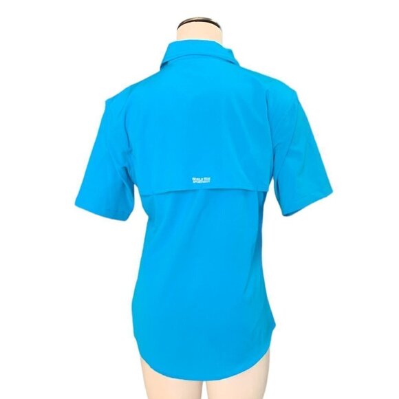 World Wide Sportsman Activewear Fishing Button Up Shirt Women S Blue 133B - Picture 5 of 16